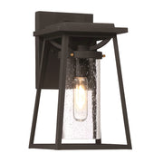 Minka Lavery Lanister Court 12in 1-Light Outdoor Wall Sconce | Transitional Coal and Gold | Covered Patio & Entryway | 7 x 7 x 12 in | Model 72712-66G