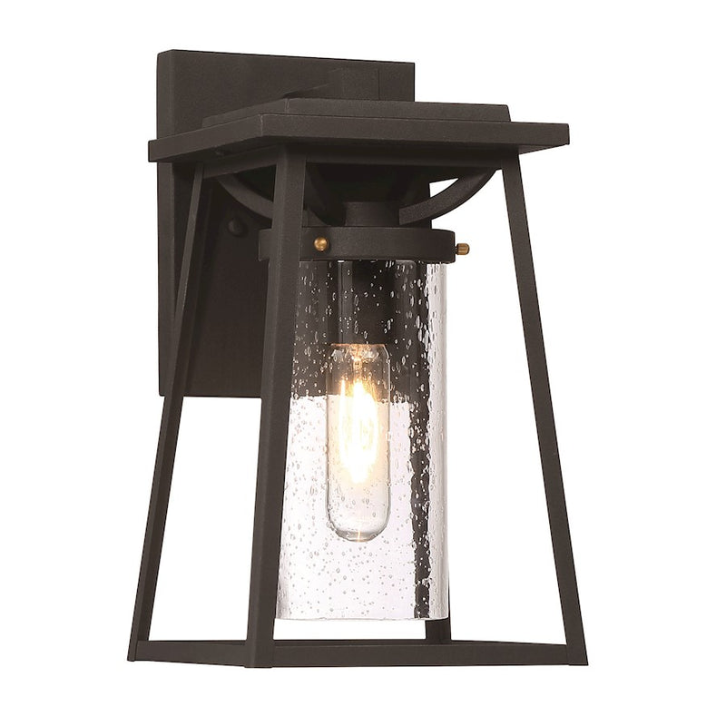 Minka Lavery Lanister Court 12in 1-Light Outdoor Wall Sconce | Transitional Coal and Gold | Covered Patio & Entryway | 7 x 7 x 12 in | Model 72712-66G