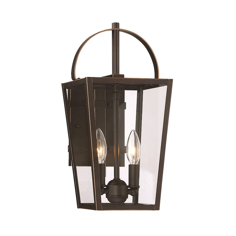 Minka Lavery Rangeline 2-Light Outdoor Wall Sconce | Transitional Oil Rubbed Bronze with Gold Highlights | Entryway & Covered | Model 72722-143C