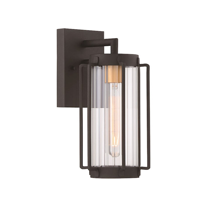 Minka Lavery Avonlea 6in 1-Light Outdoor Wall Sconce | Transitional Coal and Gold | Covered Porch & Entryway Light | 6 x 6 x 13 in | Model 72731-66G