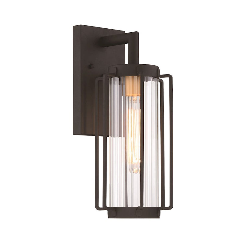 Minka Lavery Avonlea 16in 1-Light Outdoor Wall Sconce | Transitional Coal and Gold Finish | Covered Patio & Entryway | 6 x 6 x 16 in | Model 72732-66G
