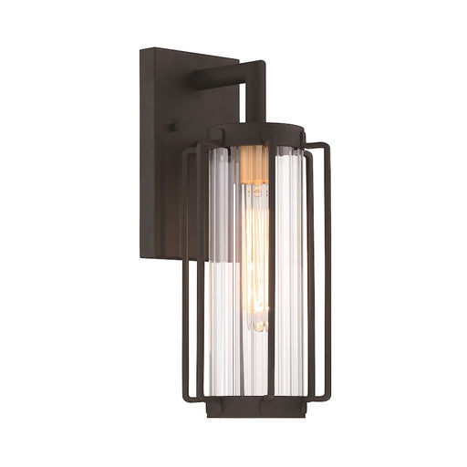 Minka Lavery Avonlea 16in 1-Light Outdoor Wall Sconce | Transitional Coal and Gold Finish | Covered Patio & Entryway | 6 x 6 x 16 in | Model 72732-66G