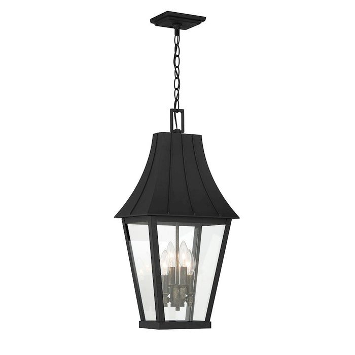 Great Outdoors Chateau Grande 4 Light Outdoor Hanging, Coal/Gold
