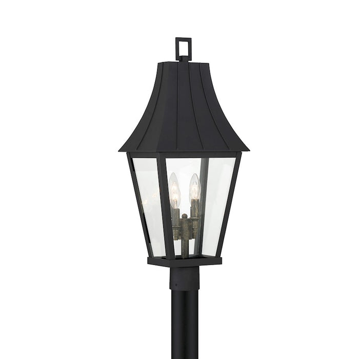 Great Outdoors Chateau Grande 4 Light Outdoor Post Mount, Coal/Gold