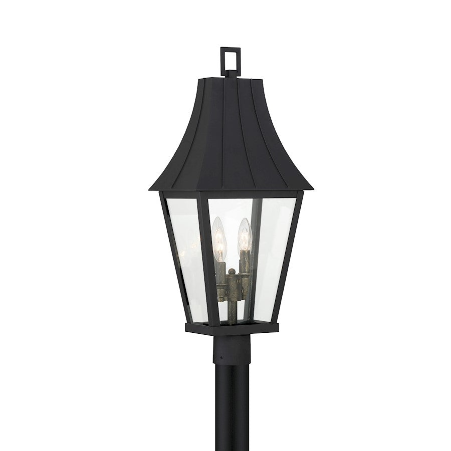 Great Outdoors Chateau Grande 4 Light Outdoor Post Mount, Coal/Gold