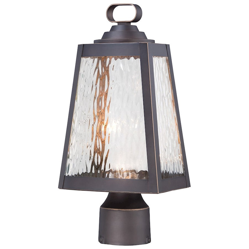 Minka Lavery Talera 15in 1-Light LED Post Mount | Transitional Oil Rubbed Bronze and Gold Highlights | Outdoor Patio & Entryway | Model 73106-143C-L