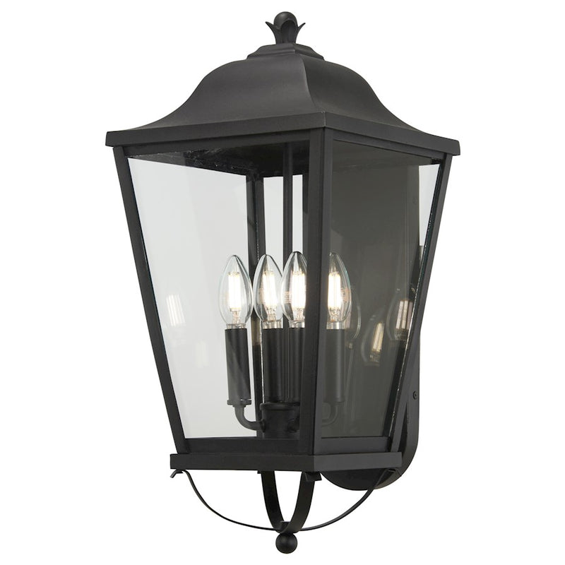 Minka Lavery Savannah 4-Light Outdoor Chain Hung Lantern | Contemporary Sand Coal Aluminum and Clear Glass | Covered Patios & | Model 73288-66