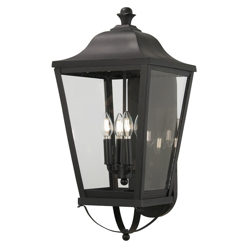 Minka Lavery Savannah 4-Light Outdoor Chain Hung Lantern | Contemporary Sand Coal Aluminum and Clear Glass | Covered Patios & | Model 73288-66