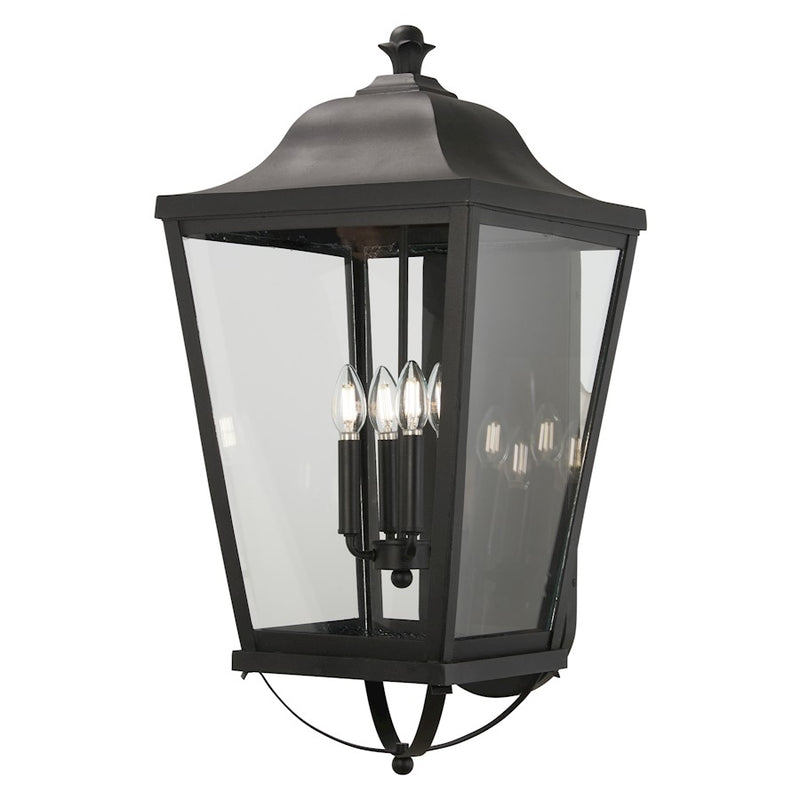 Minka Lavery Savannah 4-Light Outdoor Chain Hung Lantern | Contemporary Sand Coal Aluminum and Clear Glass | Covered Patios & | Model 73288-66