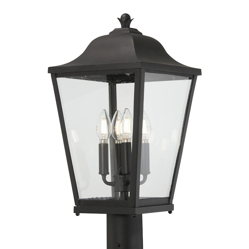 Minka Lavery Savannah 4-Light Outdoor Chain Hung Lantern | Contemporary Sand Coal Aluminum and Clear Glass | Covered Patios & | Model 73288-66