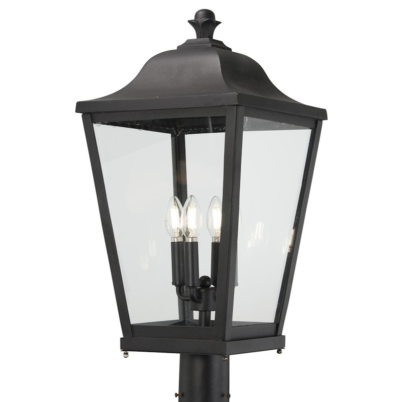Minka Lavery Savannah 4-Light Outdoor Chain Hung Lantern | Contemporary Sand Coal Aluminum and Clear Glass | Covered Patios & | Model 73288-66