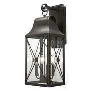 Minka Lavery De Luz 31in 4-Light Outdoor Wall Sconce | Oil Rubbed Bronze with Gold High and Clear Glass | Covered Patio & Entryway | Model 73294-143C