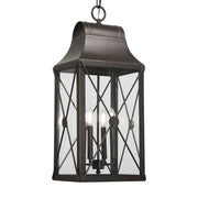 Minka Lavery De Luz 29in 4-Light Outdoor Hanging Lantern | Oil Rubbed Bronze and Gold Aluminum and Glass | Covered Patio & | Model 73298-143C