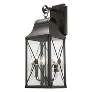 Minka Lavery De Luz 29in 4-Light Outdoor Hanging Lantern | Oil Rubbed Bronze and Gold Aluminum and Glass | Covered Patio & | Model 73298-143C