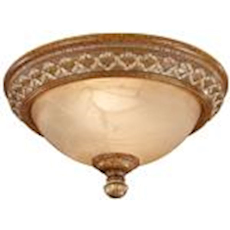 Minka Lavery 800-196C 13in 2-Light Flush Mount | Tuscan Patina Metal and Etched Glass with Marble Shade | Entryways & Hallways | Model 800-196C