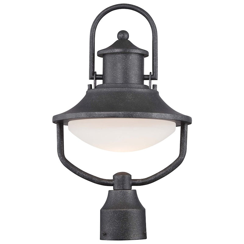 Minka Lavery Crest Ridge 17in LED Post Mount Lantern | Traditional Forged Silver Outdoor Light | Walkway & Entrance | Model 8136-173-L