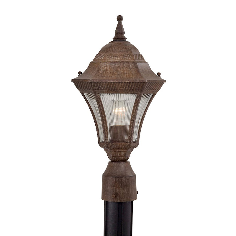 Minka Lavery Segovia 17in 1-Light Post Mount Lantern | Traditional Vintage Rust | Outdoor Entryway & Garden | 9 x 17 in | Model 8206-61