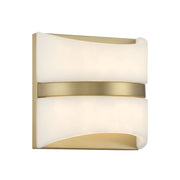 Minka Lavery Velaux 6in 1-Light LED Wall Sconce | Soft Brass and Faux Alabaster Acrylic | Hallway & Bedroom Accent | 6 x 6 x 4 in | Model 821-695-L