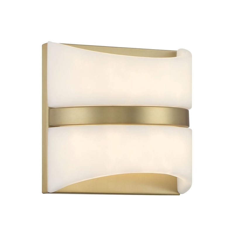 Minka Lavery Velaux 10.5in 1-Light LED Wall Sconce | Modern Soft Brass and White Alabaster Glass | Hallway & Bathroom | Model 822-695-L