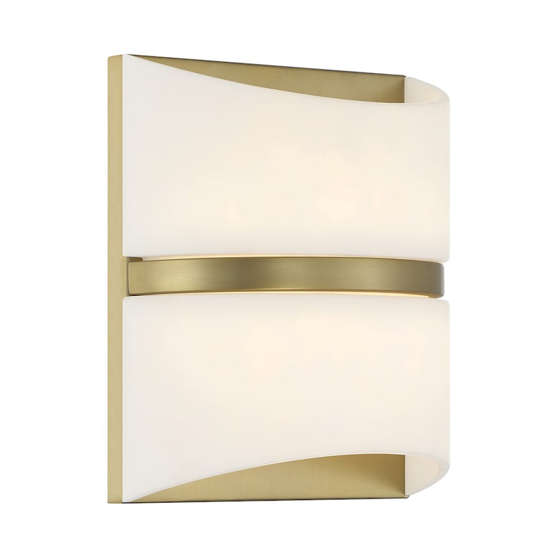Minka Lavery Velaux 10.5in 1-Light LED Wall Sconce | Modern Soft Brass and White Alabaster Glass | Hallway & Bathroom | Model 822-695-L