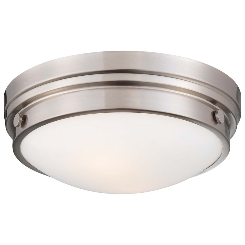 Minka Lavery 2-Light Flush Mount | Transitional Brushed Nickel Steel | Bedroom & Hallway Ceiling Light | 13 x 13 x 5 in | Model 823-84
