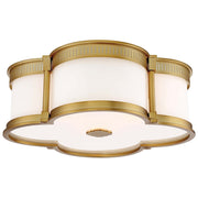 Minka Lavery 16in 3-Light Flush Mount | Transitional Liberty Gold and Etched White Glass | Bedroom & Hallway Ceiling Light | Model 824-249