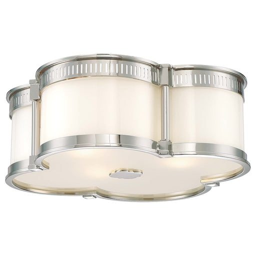 Minka Lavery 16in 3-Light Flush Mount | Transitional Polished Nickel and Etched White Glass | Bedroom & Hallway Ceiling Light | Model 824-613