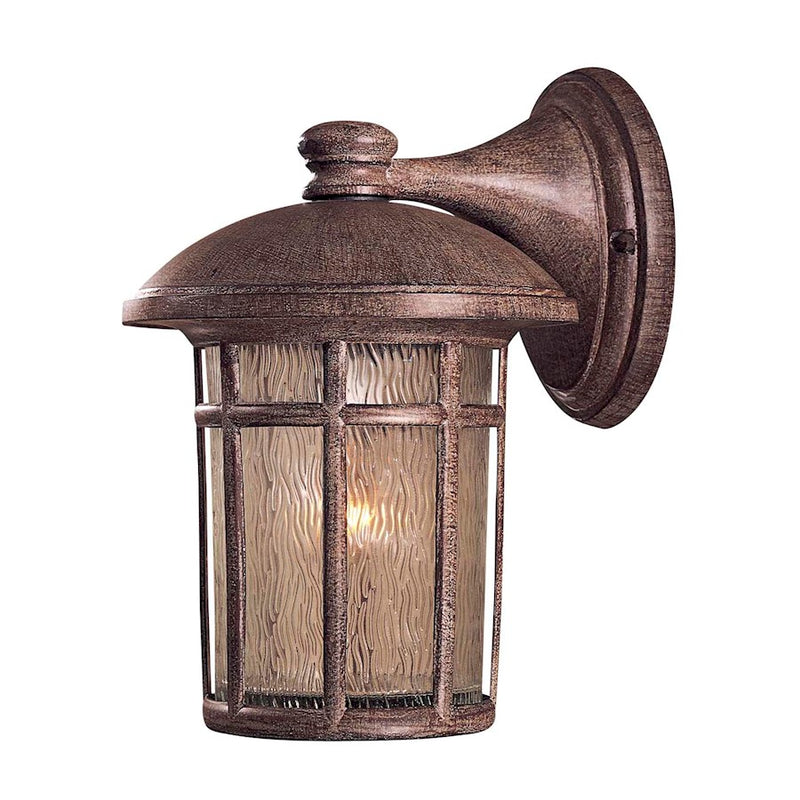 Minka Lavery Cranston 1-Light Wall Sconce | Traditional Vintage Rust Die Cast Aluminum and Driftwood Glass | Outdoor Entryway | Model 8252-61