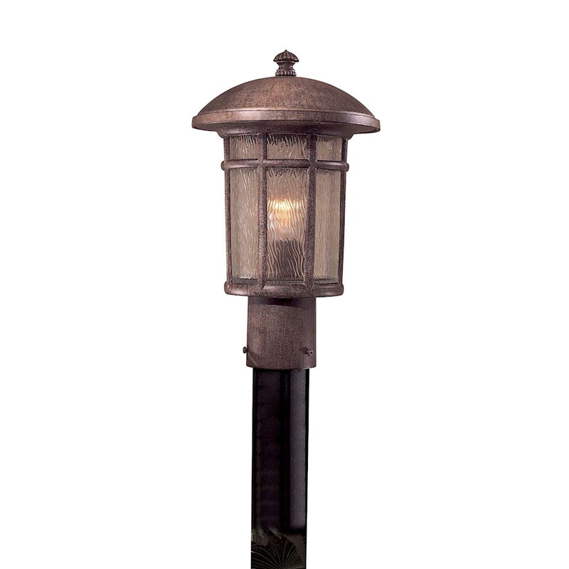 Minka Lavery Cranston 1-Light Post Light | Traditional Vintage Rust Die Cast Aluminum and Driftwood Glass | Outdoor Patio & Garden | Model 8256-61