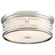 Minka Lavery 16in 3-Light Flush Mount | Contemporary Polished Nickel and Frosted Glass | Hallway & Dining Room | 16 x 6 in | Model 826-613