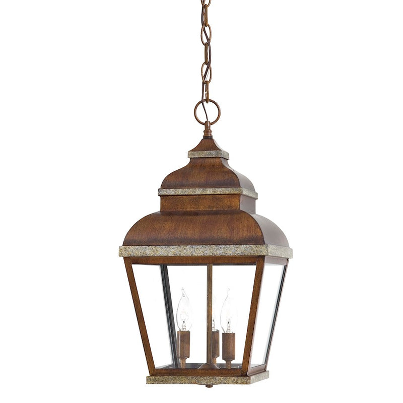Minka Lavery Mossoro 10in 3-Light Lantern | Traditional Mossoro Walnut with Silver Accents | Covered Patio & Entryway | Model 8264-161