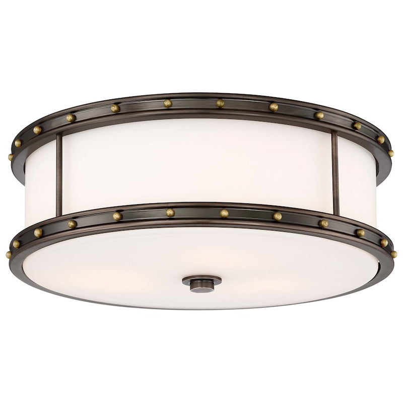 Minka Lavery Harvard Court 16in Flush Mount | Transitional Harvard Court Bronze with Liberty Finish and Etched Opal Glass | Hallway | Model 827-103