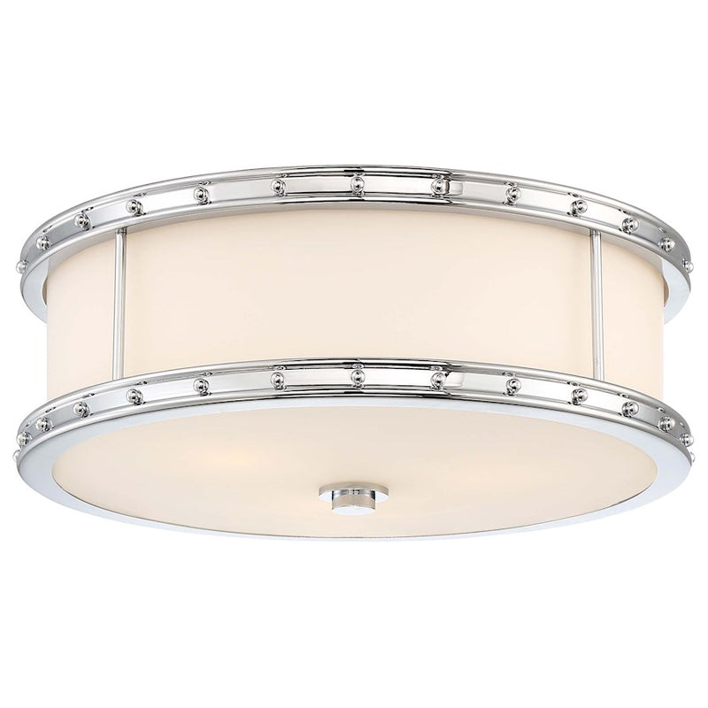 Minka Lavery 827 15.5in 3-Light Flush Mount | Transitional Chrome and Frosted Glass | Bedroom & Hallway Ceiling Light | 15.5 x 5.5 in | Model 827-77