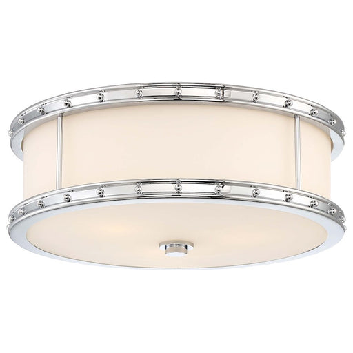 Minka Lavery 827 15.5in 3-Light Flush Mount | Transitional Chrome and Frosted Glass | Bedroom & Hallway Ceiling Light | 15.5 x 5.5 in | Model 827-77