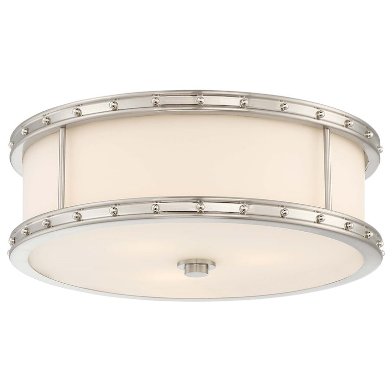 Minka Lavery 827 15.5in 3-Light Flush Mount | Transitional Brushed Nickel and Frosted Glass | Bedroom & Hallway Ceiling Light | Model 827-84