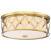 Minka Lavery 16in Flush Mount | Transitional Liberty Gold and Etched Opal Glass | Hallway & Bedroom Ceiling Light | 16 x 16 x 6 in | Model 840-249