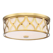 Minka Lavery 16in LED Flush Mount | Transitional Liberty Gold and Etched Opal | Bathroom & Hallway Ceiling Light | 16 x 16 x 6 in | Model 840-249-L