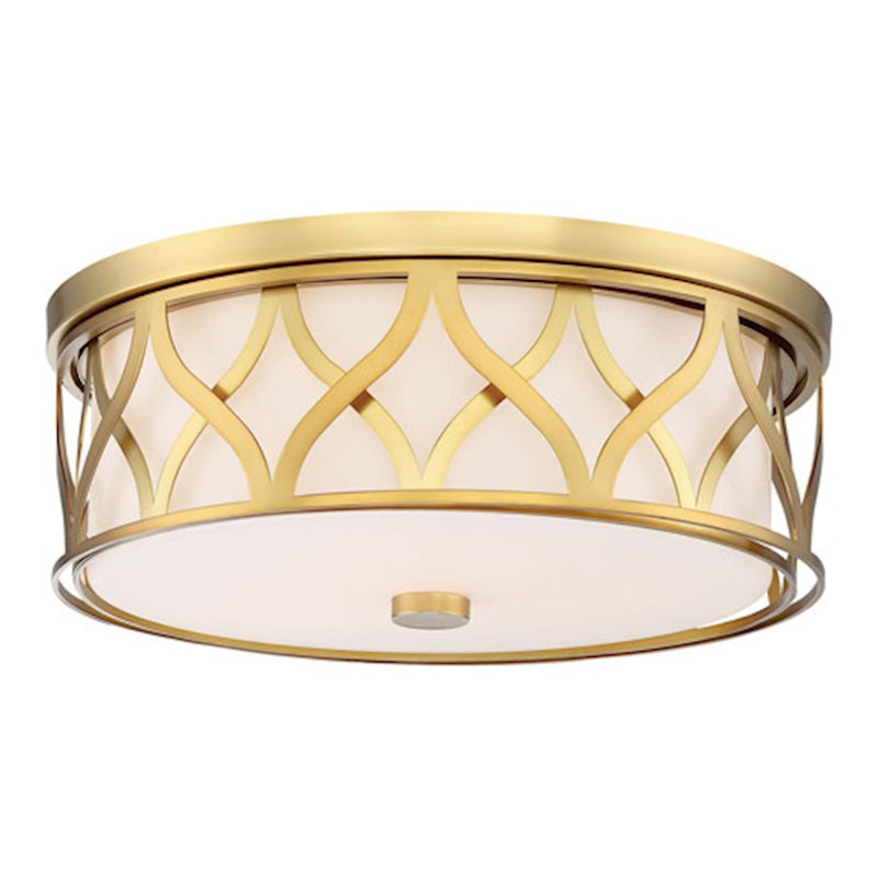 Minka Lavery 16in LED Flush Mount | Transitional Liberty Gold and Etched Opal | Bathroom & Hallway Ceiling Light | 16 x 16 x 6 in | Model 840-249-L