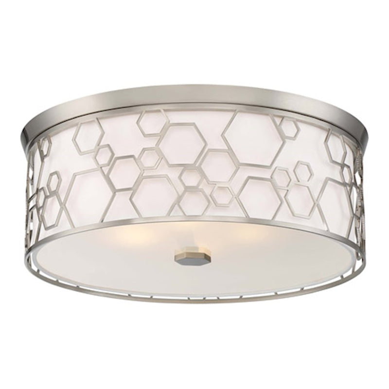 Minka Laver LED 17in Flush Mount | Transitional Brushed Nickel | Hallway & Bathroom Ceiling Light | 17 x 17 x 6.5 in, Damp Rated | Model 845-84-L
