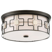 Minka Lavery 16in Flush Mount | Transitional Dark Gray and Polished Nickel with Frosted White Glass | Bedroom & Hallway Ceiling Light | Model 846-105