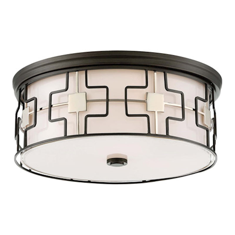 Minka Lavery LED Flush Mount 16in 1-Light Flush Mount | Transitional Dark Gray and Polished Nickel | Hallway & Bathroom | Model 846-105-L
