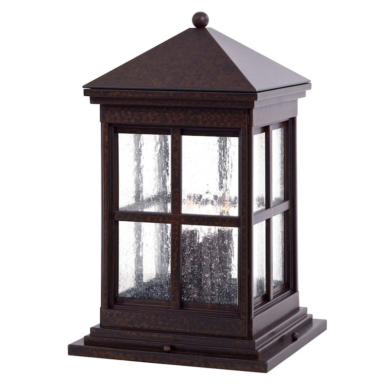 Minka Lavery Berkeley 4-Light Pier Mount | Mission Rust Solid Brass and Seeded Glass | Driveway & Patio | 11.5 x 11.5 x 18.75 in | Model 8567-51