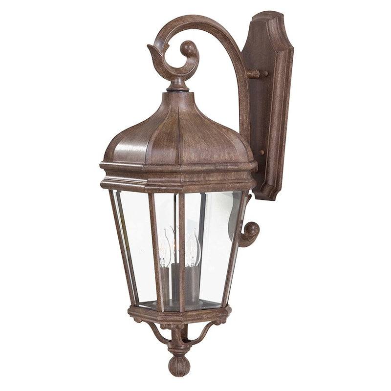 Minka Lavery Harrison 27.75in 3-Light Wall Sconce | Traditional Vintage Rust Metal and Clear Glass | Covered Patio & Entryway | Model 8692-61