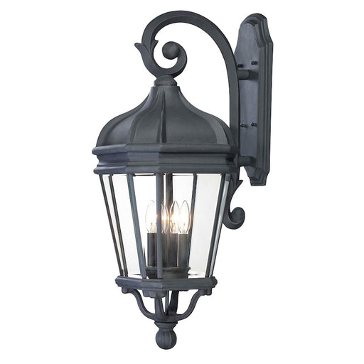 Minka Lavery Harrison 4-Light Wall Mount Lantern | Traditional Black Steel and Clear Beveled Glass | Outdoor Entryway & Patio Wall | Model 8693-66