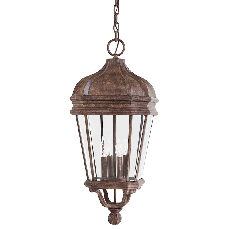 Minka Lavery Harrison 12in 4-Light Lantern | Traditional Vintage Rust and Clear Beveled Glass | Covered Patio & Entryway | Model 8694-61