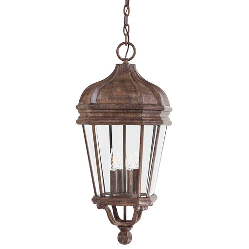 Minka Lavery Harrison 12in 4-Light Lantern | Traditional Vintage Rust and Clear Beveled Glass | Covered Patio & Entryway | Model 8694-61