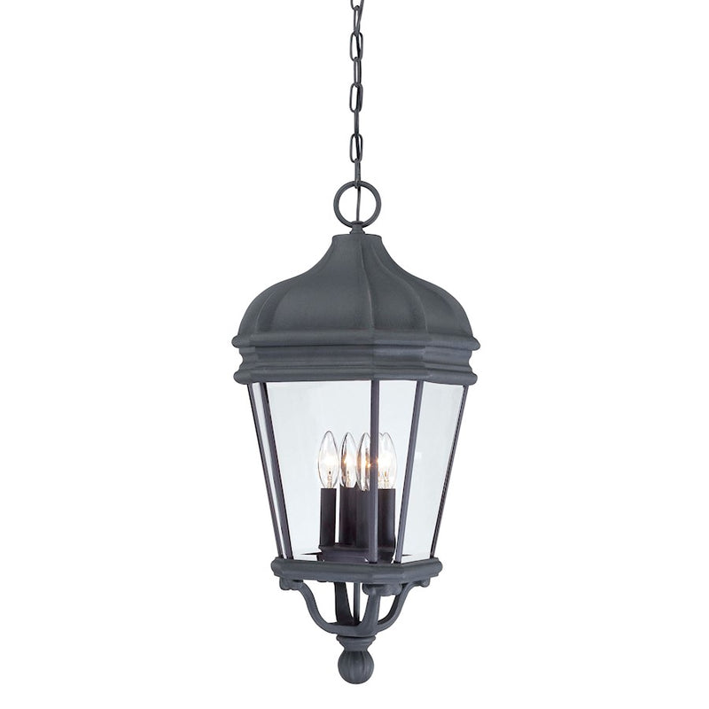 Minka Lavery Harrison 12in 4-Light Chandelier | Traditional Black and Clear Beveled Glass | Covered Patio & Entryway | 12 x 12 x 29 in | Model 8694-66