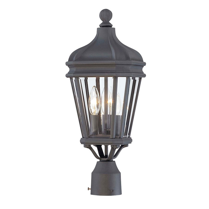 Minka Lavery Harrison 3-Light Post Mount | Traditional Black Metal and Clear Glass | Outdoor Entry & Garden Light | 8 x 8 x 20 in | Model 8695-66