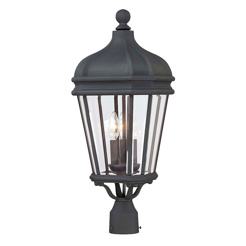 Minka Lavery Harrison 10in 3-Light Post Mount Lantern | Traditional Black | Outdoor Entryway & Garage | 10 x 10 x 26 in | Model 8696-66
