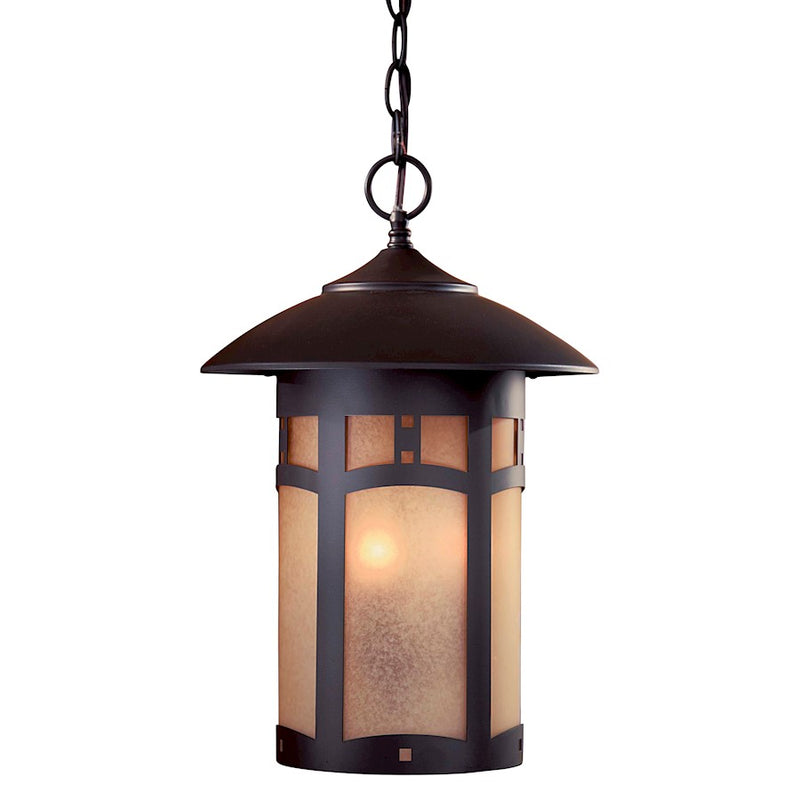 Minka Lavery Harveston Manor 3-Light Chandelier | Arts & Crafts Dorian Bronze and Scavo Glass | Covered Patio & Dining Room | Model 8724-A615B